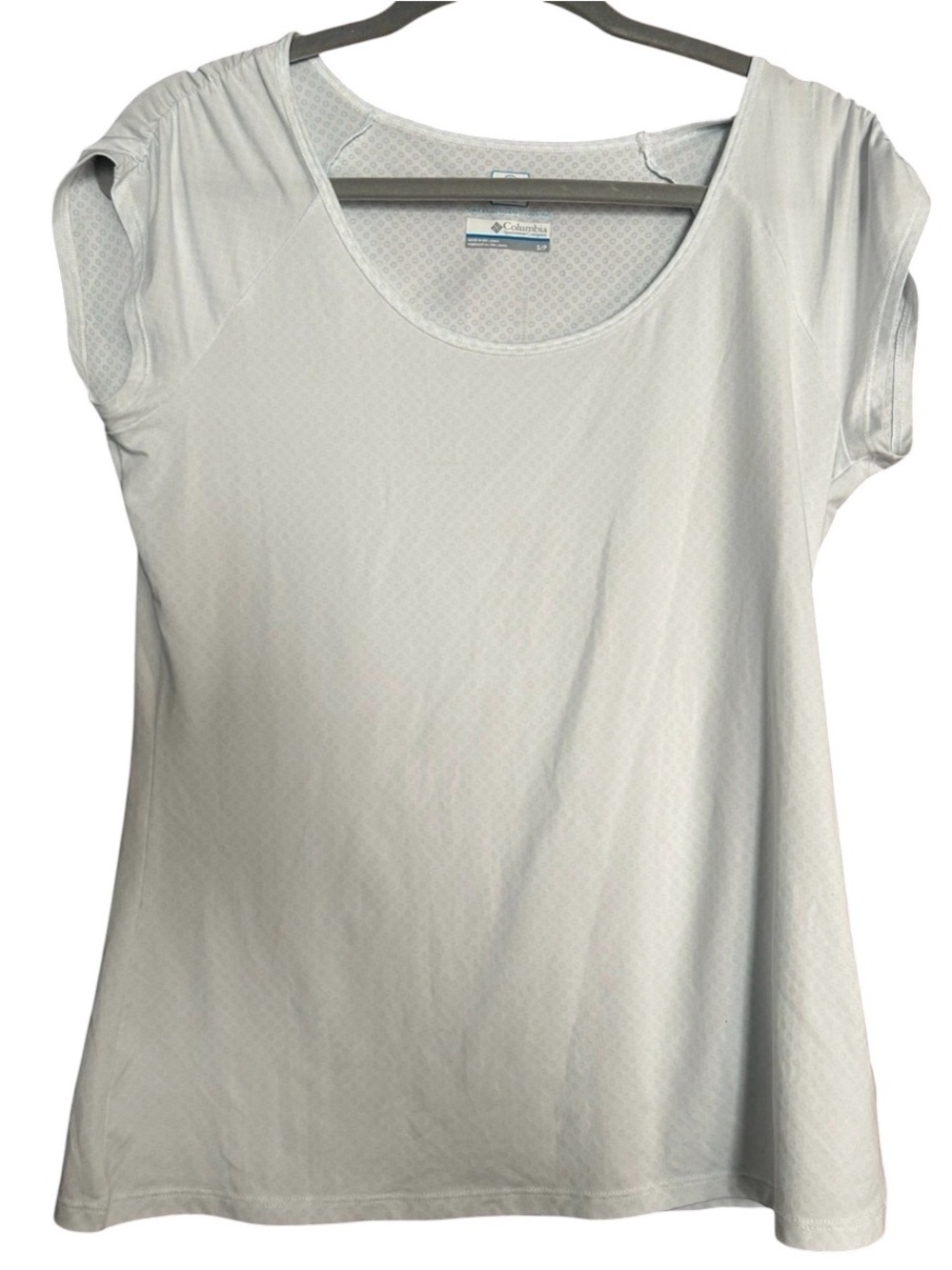Columbia White Scoop Neck Activewear Tee Small